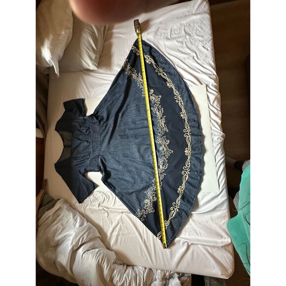 eShakti Blue 1940's 1950's Square Neckline Fit & Flair Dress Embroidered - Picture 12 of 13